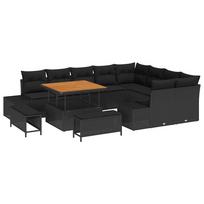 vidaXL Sodo Sofų Rinkinys 12 vnt. 11 vietos Juoda Poli ratanas