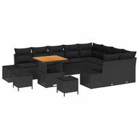 vidaXL Sodo Sofų Rinkinys 12 vnt. 11 vietos Juoda Poli ratanas