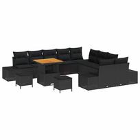 vidaXL Sodo Sofų Rinkinys 13 vnt. 12 vietos Juoda Poli ratanas