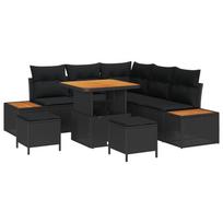vidaXL Sodo Sofų Rinkinys 8 vnt. 7 vietos Juoda Poli ratanas