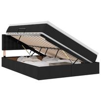 vidaXL LED saugojimo lova su čiužiniu Juoda 140 x 200 cm Audinys
