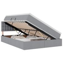 vidaXL LED saugojimo lova su čiužiniu Šviesiai pilka 140 x 200 cm