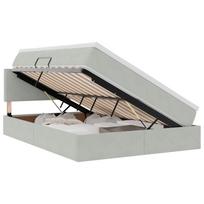 vidaXL LED saugojimo lova su čiužiniu Šviesiai pilka 140 x 190 cm