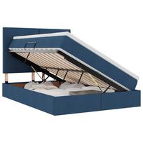 vidaXL LED saugojimo lova su čiužiniu Mėlyna 140 x 200 cm Audinys