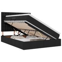 vidaXL LED saugojimo lova su čiužiniu Juoda 140 x 190 cm Audinys
