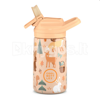 Vaikiška nerūdijančio plieno gertuvė su atlenkiamu šiaudeliu Cool Bottles „Woodland Buddies“, 350 ml