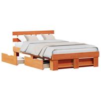vidaXL Lovos rėmas Vaško ruda 140 x 190 cm Kietos pušies mediena