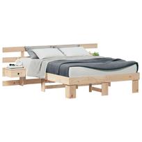 vidaXL Lovos rėmas Ruda 140 x 190 cm Kietos pušies mediena