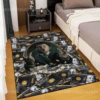 Individualizuotas dolerių rašto kilimas svetainei, miegamajam, sofai, namų dekoravimui, neslystantis grindų kilimėlis, modernūs kilimai, didelis dydis 50x80cm black