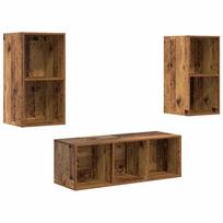 vidaXL TV spintelių komplektas 3 vnt. 37 x 37 x 107 cm Senovinis medis