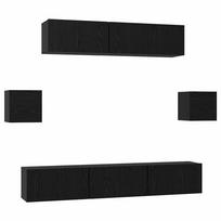 vidaXL TV spintelių komplektas 7 vnt. 80 x 30 x 30 cm Juodas ąžuolas
