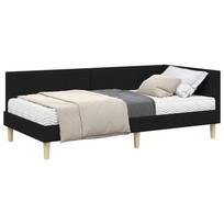 vidaXL Kampinė lovos konstrukcija su čiužiniu 2 vnt. Juoda 80 x 200 cm