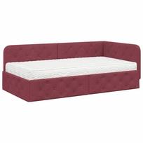 vidaXL Kampinė lovos konstrukcija Vyno raudona 90 x 190 cm audinys