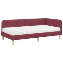 vidaXL Kampinė lovos konstrukcija Vyno raudona 100 x 200 cm audinys