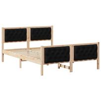 vidaXL Lovos rėmas Juoda 150 x 200 cm Kietos pušies mediena