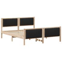 vidaXL Lovos rėmas Ruda ir juoda 150 x 200 cm Pušies masyvas