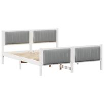 vidaXL Lovos rėmas Balta ir šviesiai pilka 150 x 200 cm Pušies masyvas