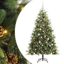 vidaXL Dirbtinis sulankstomas kalėdų medis su kankorėžiais 180 cm