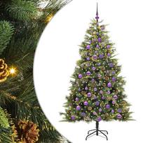 vidaXL Dirbtinis sulankstomas kalėdų medis su kankorėžiais 300 LED