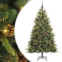 vidaXL Dirbtinis sulankstomas kalėdų medis su kankorėžiais 210 cm