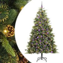 vidaXL Dirbtinis sulankstomas kalėdų medis su kankorėžiais 210 cm