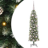 vidaXL Dirbtinis lieknas Kalėdų medis Žalia ir balta 120 cm
