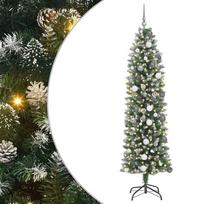 vidaXL Dirbtinis lieknas Kalėdų medis Žalia ir balta 210 cm
