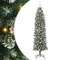 vidaXL Dirbtinis lieknas Kalėdų medis Žalia ir balta 210 cm