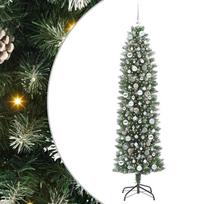 vidaXL Dirbtinis lieknas Kalėdų medis Žalia ir balta 210 cm