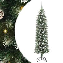 vidaXL Dirbtinis lieknas Kalėdų medis Žalia ir balta 210 cm