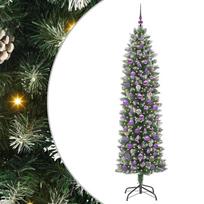 vidaXL Dirbtinis lieknas Kalėdų medis Žalia ir balta 210 cm