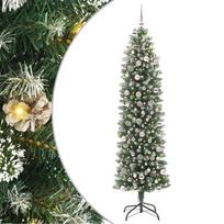 vidaXL Dirbtinis lieknas Kalėdų medis Žalia ir balta 240 cm