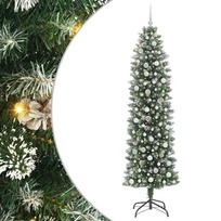 vidaXL Dirbtinis lieknas Kalėdų medis Žalia ir balta 240 cm