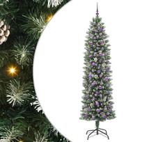 vidaXL Dirbtinis lieknas Kalėdų medis Žalia ir balta 240 cm