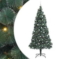vidaXL Dirbtinis šventinis medis su apdailos rutuliukais Žalia 240 cm