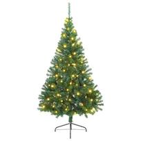 vidaXL Dirbtinis prieššventinis eglutė su šviesomis Žalia 180 cm PVC