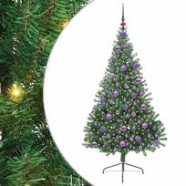 vidaXL Dirbtinis prieššventinis eglutė su šviesomis Žalia 180 cm PVC