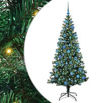 vidaXL Dirbtinis prieššventinis eglutė su šviesomis Žalia 180 cm PVC