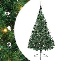 vidaXL Dirbtinis prieššventinis eglutė su šviesomis Žalia 210 cm PVC