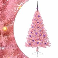 vidaXL Dirbtinis prieššventinis eglutė su šviesomis Rožinė 150 cm PVC