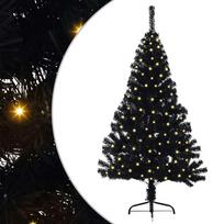 vidaXL Dirbtinis prieššventinis eglutė su šviesomis Juoda 150 cm PVC
