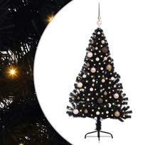 vidaXL Dirbtinis prieššventinis eglutė su šviesomis Juoda 150 cm PVC