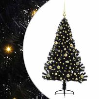 vidaXL Dirbtinis prieššventinis eglutė su šviesomis Juoda 150 cm PVC