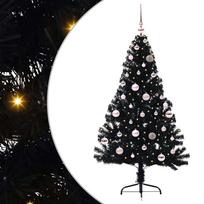 vidaXL Dirbtinis prieššventinis eglutė su šviesomis Juoda 150 cm PVC