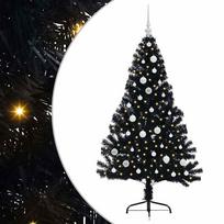 vidaXL Dirbtinis prieššventinis eglutė su šviesomis Juoda 150 cm PVC