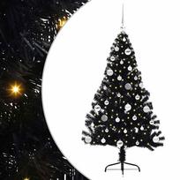 vidaXL Dirbtinis prieššventinis eglutė su šviesomis Juoda 150 cm PVC