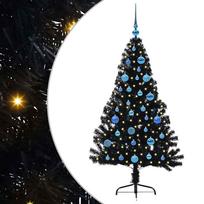 vidaXL Dirbtinis prieššventinis eglutė su šviesomis Juoda 150 cm PVC