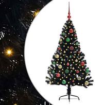 vidaXL Dirbtinis prieššventinis eglutė su šviesomis Juoda 150 cm PVC