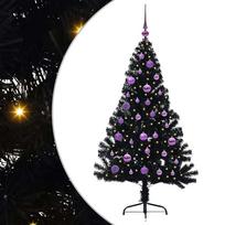 vidaXL Dirbtinis prieššventinis eglutė su šviesomis Juoda 150 cm PVC