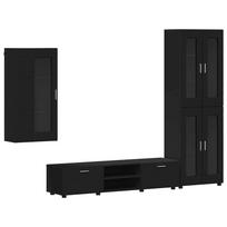 vidaXL TV spintelių komplektas FLORIN 3 vnt. 150 x 39 x 30 cm Juoda